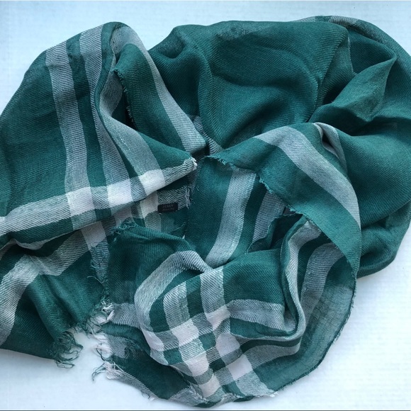 J. Crew Large, Linen, Check Scarf - Picture 2 of 8